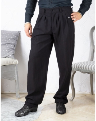 Men's Trousers Mod. Tom 04 Option 4 Black pinstriped colour (Italian Size: 54)